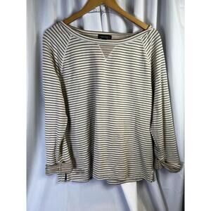 Lauren Ralph Lauren Womens Gold And Cream Stripe Long Sleeve Shirt Large EUC